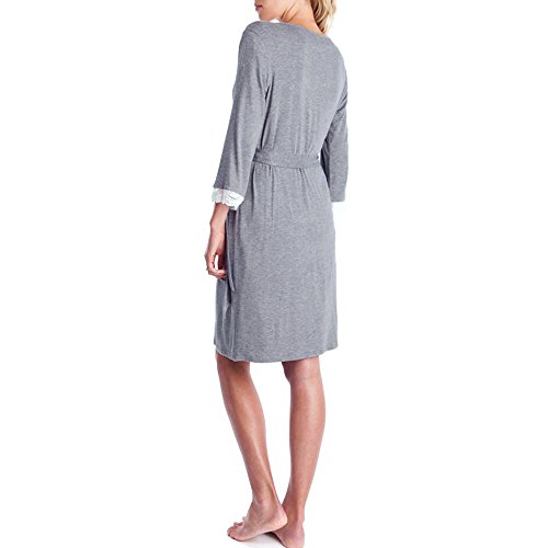 Gusspower Vestido de Lactancia Maternidad de Noche Camisón Mujeres Embarazadas Ropa de Dormir Premamá Pijama Verano Encaje (Gris Oscuro, M)