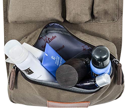 Gusti Cuero Studio Rodney Neceser de Cuero y Tela Impermeable Cosméticos Productos de Belleza Maquillaje Piel de Búfalo Verde Caqui 2H71-20-19w