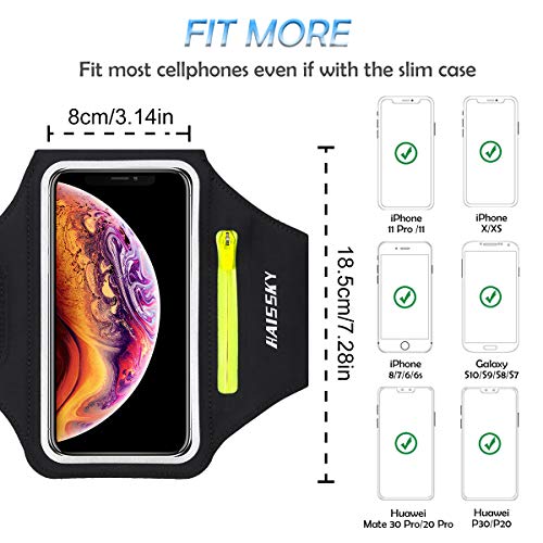 Guzack Brazalete Deportivo,Brazalete Correr Móvil para iPhone 11/11 Pro/XR/XS max/8/7/6s, Samsung Galaxy A 50s/A 30s/ S10/S10/S9/S9/ S8/S7 hasta 6.5", Touch ID, Brazalete teléfono con Airpods Holder