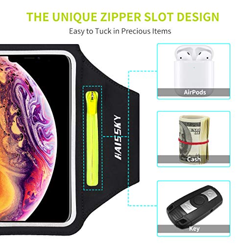Guzack Brazalete Deportivo,Brazalete Correr Móvil para iPhone 11/11 Pro/XR/XS max/8/7/6s, Samsung Galaxy A 50s/A 30s/ S10/S10/S9/S9/ S8/S7 hasta 6.5", Touch ID, Brazalete teléfono con Airpods Holder