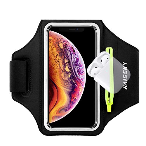 Guzack Brazalete Deportivo,Brazalete Correr Móvil para iPhone 11/11 Pro/XR/XS max/8/7/6s, Samsung Galaxy A 50s/A 30s/ S10/S10/S9/S9/ S8/S7 hasta 6.5", Touch ID, Brazalete teléfono con Airpods Holder