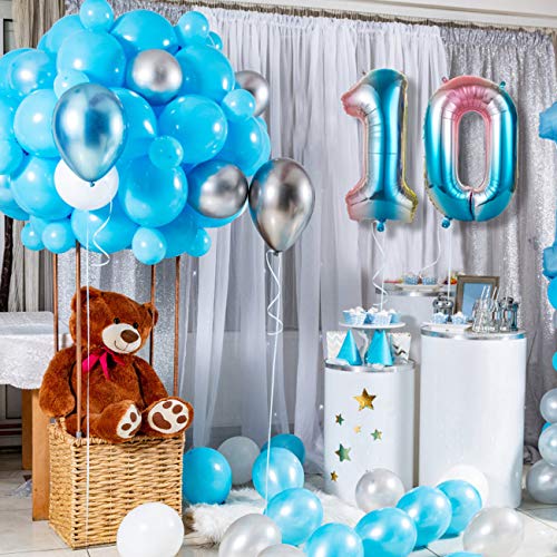 GWHOLE Globos Número 5, Globo Multicolor Mezclado de Azul Amarillo Rosa Globo Grande de Aluminio 1 2 3 4 5 6 7 8 9, Globos para Fiestas de Cumpleaños, Aniversario