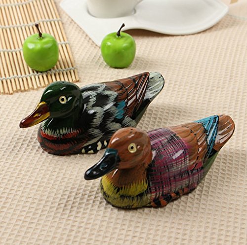 Gwill 2 Unids / set Mandarín Simular Pato Animal Pintado A Mano Adorno Decoración Estatuilla Animales Pequeños Coleccionables