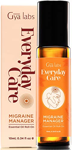 Gya Labs rodar sobre de aceite esencial para aliviar la migraña - Menta y lavanda para aliviar el dolor de cabeza y el estrés (10 ml) - Mezclas de aceite esencial 100% puro, natural y prediluido