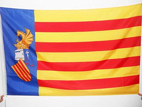 GYUB Bandera Valenciana Benicassim 3 'x 5' para Poste - Estatut de Benicandagrave de Valencia; Banderas ssim 90 x 150 cm - Banner 3x5 pies con Agujero