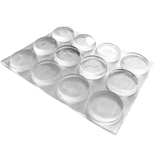 HaftPlus Topes de Goma en Silicona Transparente | Set 12 Gotas Adhesivos Parachoques | Diámetro 22mm, Espesor 4mm | Protectores Multiusos by