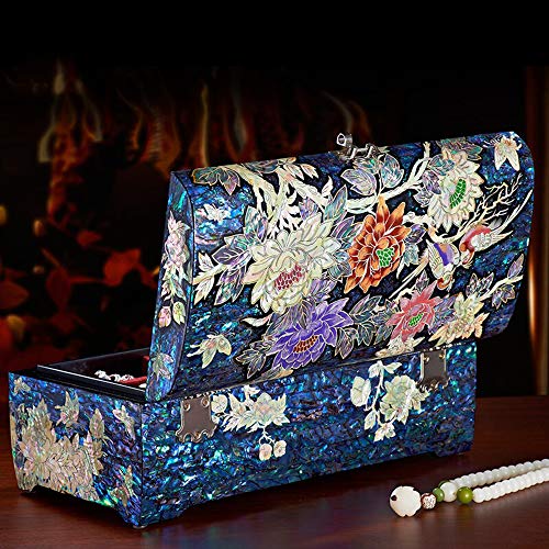 HAIHF Joyero, Madre Perla Laca Asiática Mujer Joyas de madera Cofre Recuerdo Tesoro Regalo Chicas Joya Anillo Caja de almacenamiento, Muebles y regalos orientales chinos