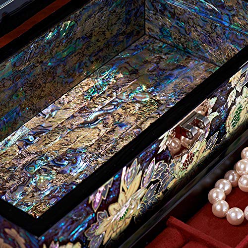 HAIHF Joyero, Madre Perla Laca Asiática Mujer Joyas de madera Cofre Recuerdo Tesoro Regalo Chicas Joya Anillo Caja de almacenamiento, Muebles y regalos orientales chinos
