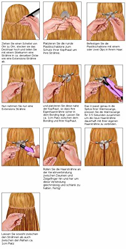 Hair2Heart 25 x 0.5g Extensiones de queratina - 30cm, colore #1b negro natural, liso