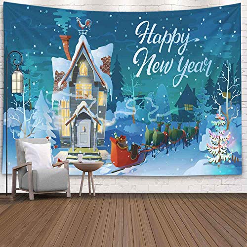 Halloween Tapestry, Snowman TapestryWinter Hanging Wall Tapices para D & eacute; cor Sala de estar Año nuevo Invierno Horario de noche Noche de Navidad La casa familiar antes de unas vacaciones un