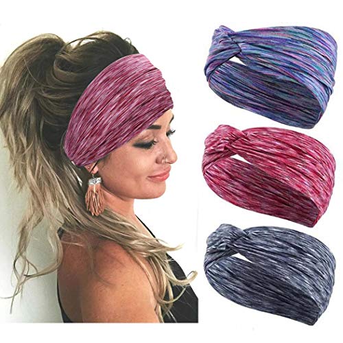 Handcess Yoga - Diademas anchas para el pelo para correr o para mujeres (3 unidades)