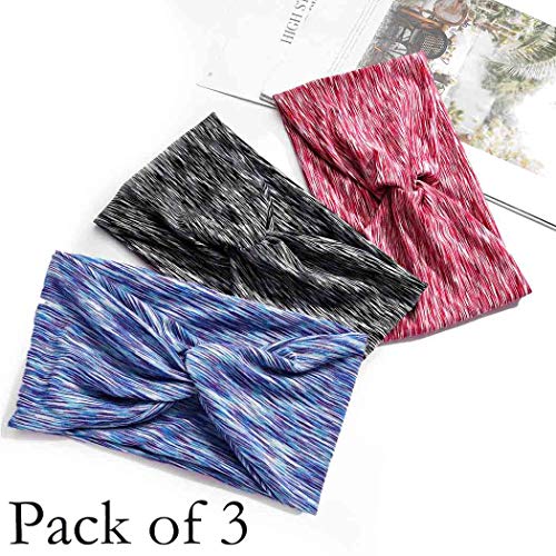 Handcess Yoga - Diademas anchas para el pelo para correr o para mujeres (3 unidades)