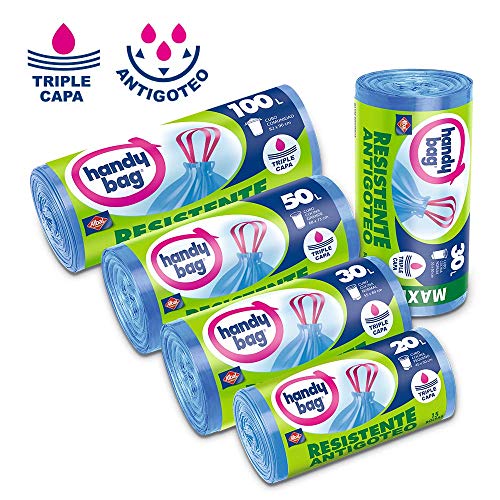 Handy Bag Bolsas de Basura 30L, Extra Resistentes, No Gotean, 25 Bolsas
