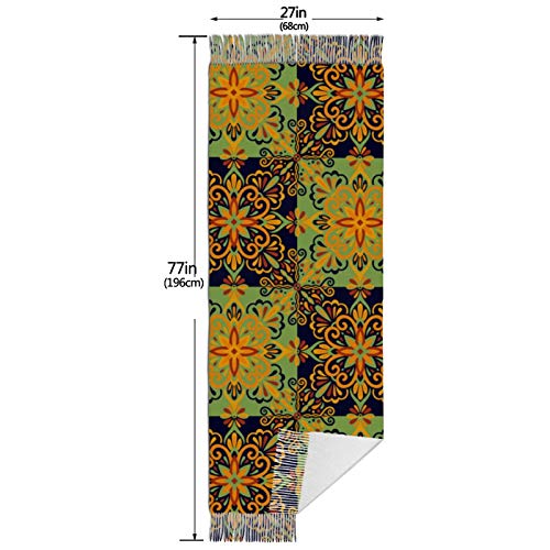Hangdachang Bufanda mexicana de talavera con baldosas de cerámica para mujer, bufanda de cachemir, 27 * 77 pulgadas