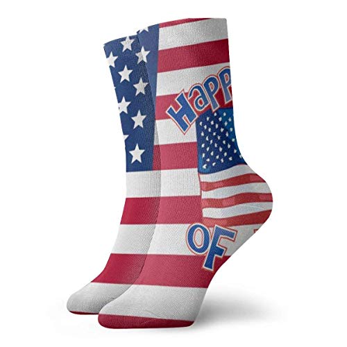 Hangdachang Feliz 4 de julio, bandera estadounidense, medias de moda casual, calcetines de tobillo para deportes, senderismo, correr