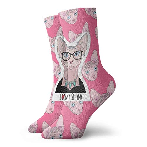 Hangdachang Sphynx Pattern Casual Fashion Medias Crew Calcetines tobilleros para deportes Senderismo Correr
