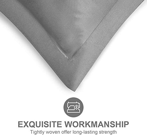 Hansleep Funda Almohada de Satén Sedoso, 50x75 cm 4 Piezas para Pelo Rizado - Microfibra Suave Liso sin Cremallera & Hipoalergénico Antiarrugas, Gris Oscuro