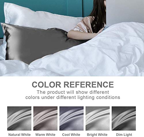 Hansleep Funda Almohada de Satén Sedoso, 50x75 cm 4 Piezas para Pelo Rizado - Microfibra Suave Liso sin Cremallera & Hipoalergénico Antiarrugas, Gris Oscuro