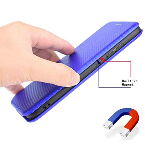 HAOTIAN Funda para OPPO A52/A72/A92 Magnético Libro Tapa Billetera, Carcasa con Ranuras de Tarjeta Cierre, Protector Interno TPU a Prueba de Golpes + Anillo Soporte Plegable. Azul