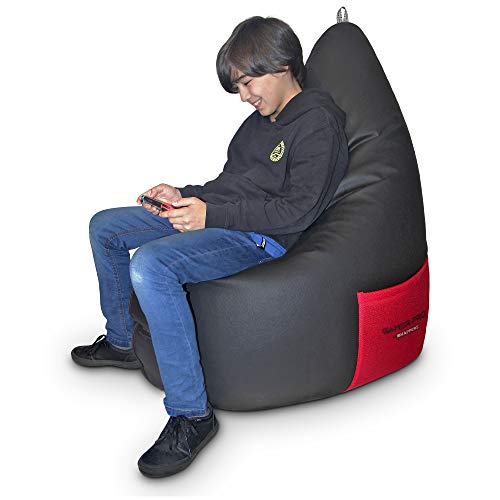 HAPPERS Puff Relax Gamer Verde Gris XL. Sillón Gaming para Jugar con tu Consola Playstation, Xbox, Ps4, Nintendo Switch etc. Regalo Gamer Ideal.