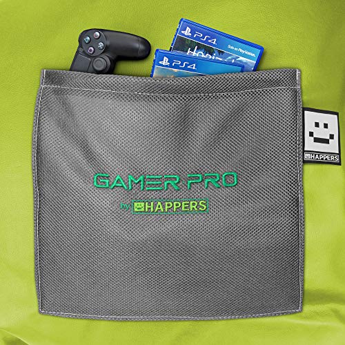HAPPERS Puff Relax Gamer Verde Gris XL. Sillón Gaming para Jugar con tu Consola Playstation, Xbox, Ps4, Nintendo Switch etc. Regalo Gamer Ideal.
