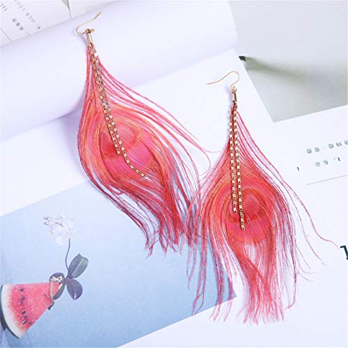 HAPPY LEMON Accesorios de Ropa destacados Bastante Pluma de la Manera Rojo Turismo Banquete de la Moda de la Calle Larga Pendientes Borla venció Grano del diseño Femenino Más Estilo