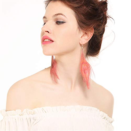 HAPPY LEMON Accesorios de Ropa destacados Bastante Pluma de la Manera Rojo Turismo Banquete de la Moda de la Calle Larga Pendientes Borla venció Grano del diseño Femenino Más Estilo