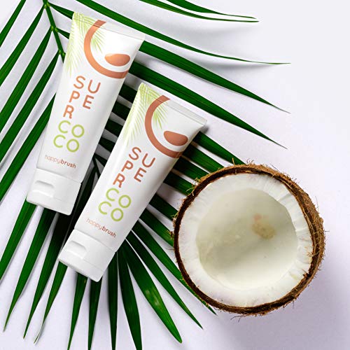 happybrush pasta de dientes para blanqueamiento dental natural | sin plástico y vegano | carbón activado, blanqueamiento y menta | SuperBlack, SuperWhite & SuperCocopasta de dientes (6 piezas 75ml)