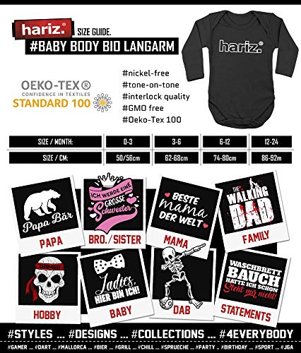 Hariz - Body de manga larga para bebé, kiwi, frutas, verano, incluye tarjeta de regalo, azul oscuro, 62 – 68