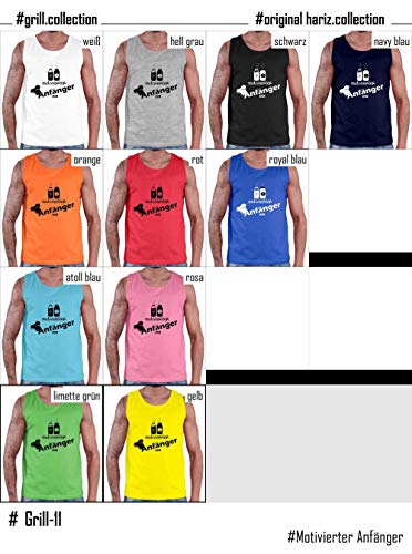 Hariz - Camiseta de tirantes para hombre, diseño con texto en alemán "Anfänger Grill" Rosa. XL
