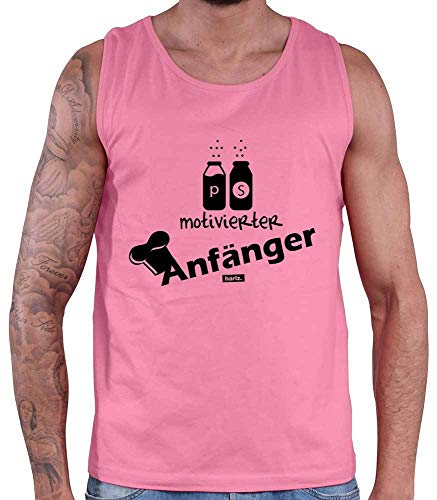 Hariz - Camiseta de tirantes para hombre, diseño con texto en alemán "Anfänger Grill" Rosa. XL