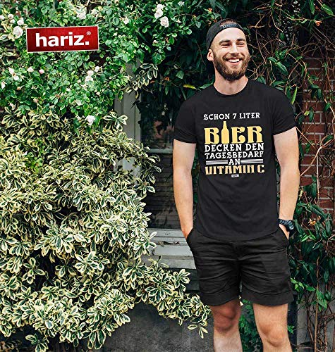 Hariz – Camiseta para hombre, 7 litros, cerveza, vitamina C, cerveza, para hombre, incluye tarjetas de regalo Negro XS