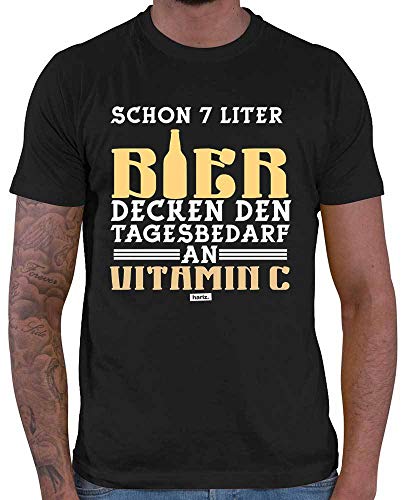 Hariz – Camiseta para hombre, 7 litros, cerveza, vitamina C, cerveza, para hombre, incluye tarjetas de regalo Negro XS