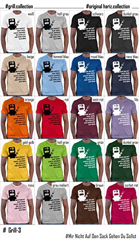 Hariz – Camiseta para hombre con texto "Mir Nicht Auf Den Sack Gehen Du Sollst Grillen con texto en alemán "Mir Nicht auf den Sack" rojo XL