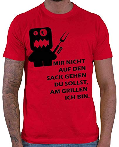 Hariz – Camiseta para hombre con texto "Mir Nicht Auf Den Sack Gehen Du Sollst Grillen con texto en alemán "Mir Nicht auf den Sack" rojo XL