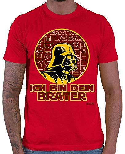 Hariz - Camiseta para hombre, diseño con texto en alemán "Ich Bin Dein Brater Grill" rojo XL