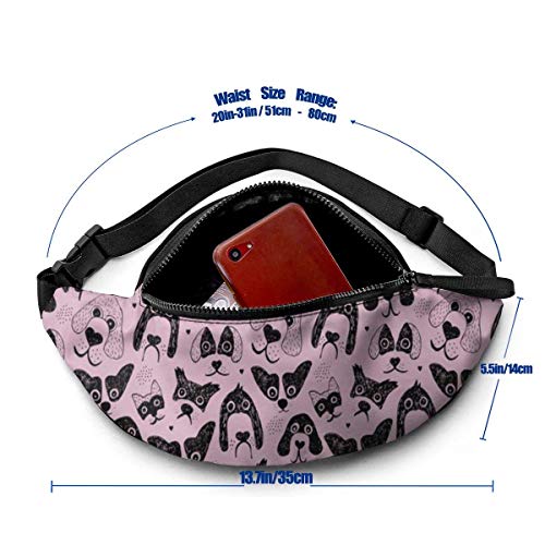 Harla Unisex Casual Waist Bag Dogs Are Awesome Cool Puppy Love Animal Design Black Ink On Pink Fanny Pack Money Bum Bag with Adjustable Belt for Running Sports Climbing Travel