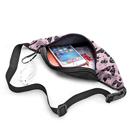 Harla Unisex Casual Waist Bag Dogs Are Awesome Cool Puppy Love Animal Design Black Ink On Pink Fanny Pack Money Bum Bag with Adjustable Belt for Running Sports Climbing Travel