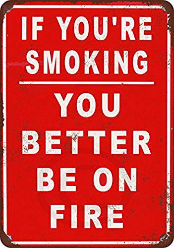 Harvesthouse If You'Re Smoking You Better Be on Fire Vintage Look Reproduction Metal Sign 8 x 12 by