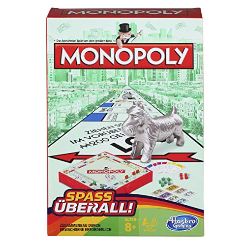 Hasbro Gaming- Monopoly Grab & Go Juego de Viaje Compacto, Versión Alemana, Multicolor (B1002100)