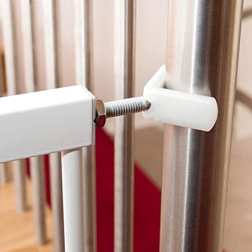 Hauck Open N Stop Puerta de Seguridad con Extensión de 21 cm, 96-101 cm, Sin Agujeros en la Pared, Combinable con Y-Spindel Para Barandillas, Blanco