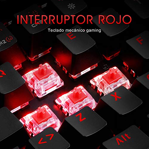 havit Teclado mecánicos Gaming español con Cable, Teclados Gaming con Interruptor Rojo de 90 Teclas, Ratón Gaming programables, Alfombrilla Gaming,para y PC/Netbook/Gamer