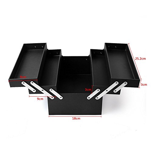 HBF Bolsa Cosmeticos Neceser Piel Bolsa Maquillaje De Bandolera Neceser De Viaje Organizador Bolsa De Cosméticos Organizador De Maquillaje Negro