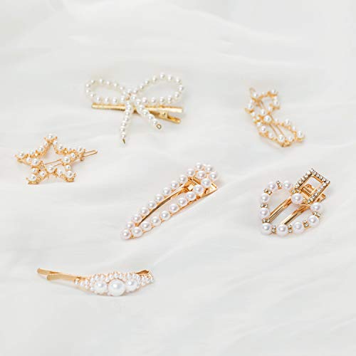 HBselect 15 Pcs Clips Pelo Perla Chica Mujer, Horquilla Pelo Mujer,Pinza Para El Pelo,Orquillas Cabello Accesorio Pelo