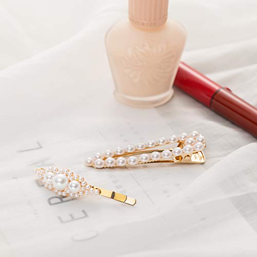 HBselect 15 Pcs Clips Pelo Perla Chica Mujer, Horquilla Pelo Mujer,Pinza Para El Pelo,Orquillas Cabello Accesorio Pelo