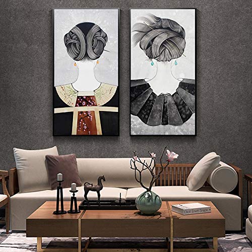 HCHD Pinturas Accesorios for el Cabello Moderno Estilo Chino de la Sala de Pintura Decorativa Sofá Fondo de la Pared Murales Figura Textil Poster de Lona (Color : Light Green, Size (Inch) : 60x120cm)
