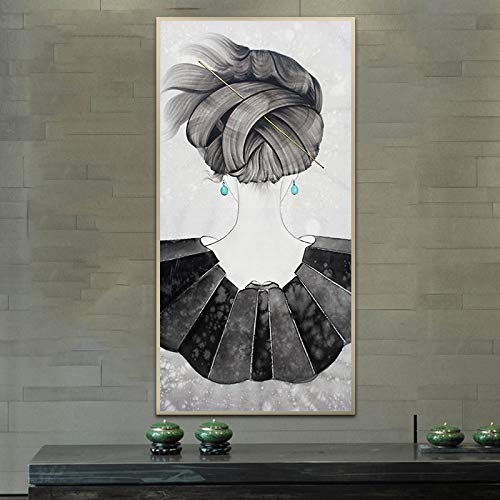 HCHD Pinturas Accesorios for el Cabello Moderno Estilo Chino de la Sala de Pintura Decorativa Sofá Fondo de la Pared Murales Figura Textil Poster de Lona (Color : Light Green, Size (Inch) : 60x120cm)