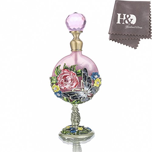 H&D - Botella de perfume, 7 ml, diseño de rosas