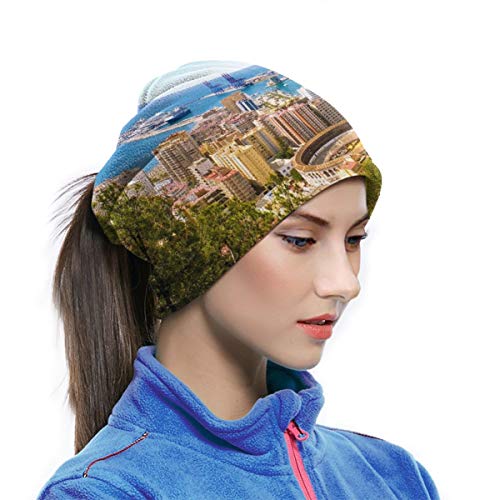 Headwear Bandana Neck Gaiter Head Wrap Diadema para hombres Mujeres Multifuncional Head Scarf Magic Scarf Sweatband para pesca Ciclismo, Vista aérea de Málaga con plaza de toros de España España Europ