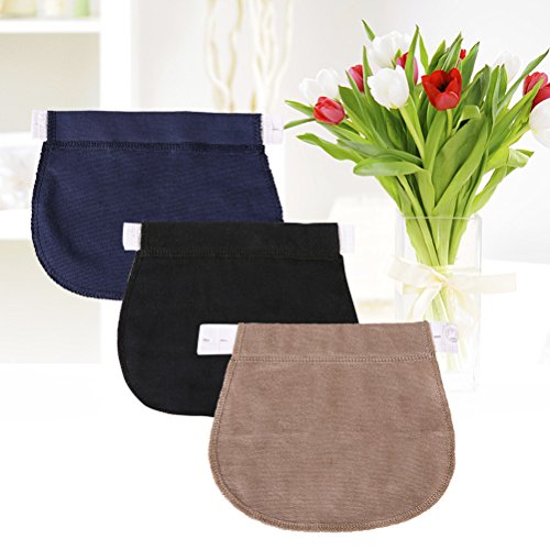 Healifty Extensor de Cintura para Pantalones para Mujeres Embarazadas o Futura Madre 3 Piezas (Negro, Azul Marino y Caqui)